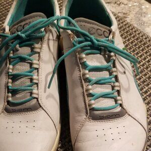 Ecco womens golf shoes spikeless eu size 42 white and turquoise